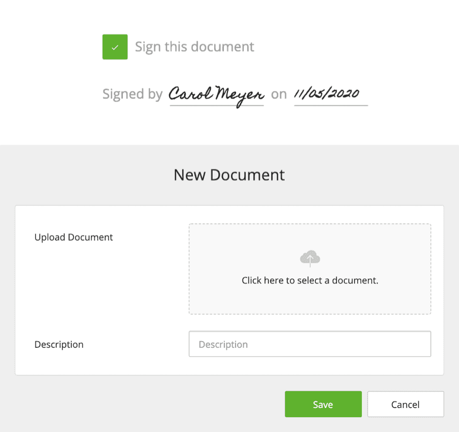 Built in e-signing for Onboarding